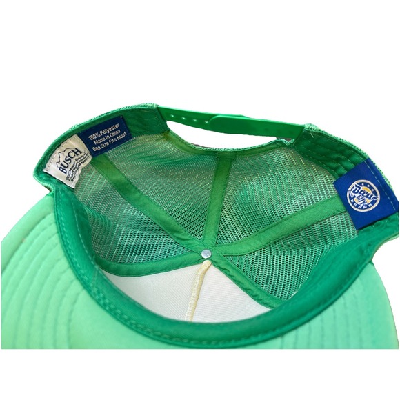 For The Farmers Busch Beer-Green/White Snapback Trucker Hat/Cap Authentic - Picture 4 of 4